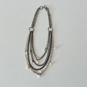 Stella & Dot Freshwater Pearl Avery Rope Chain Bib Layered Necklace Retired